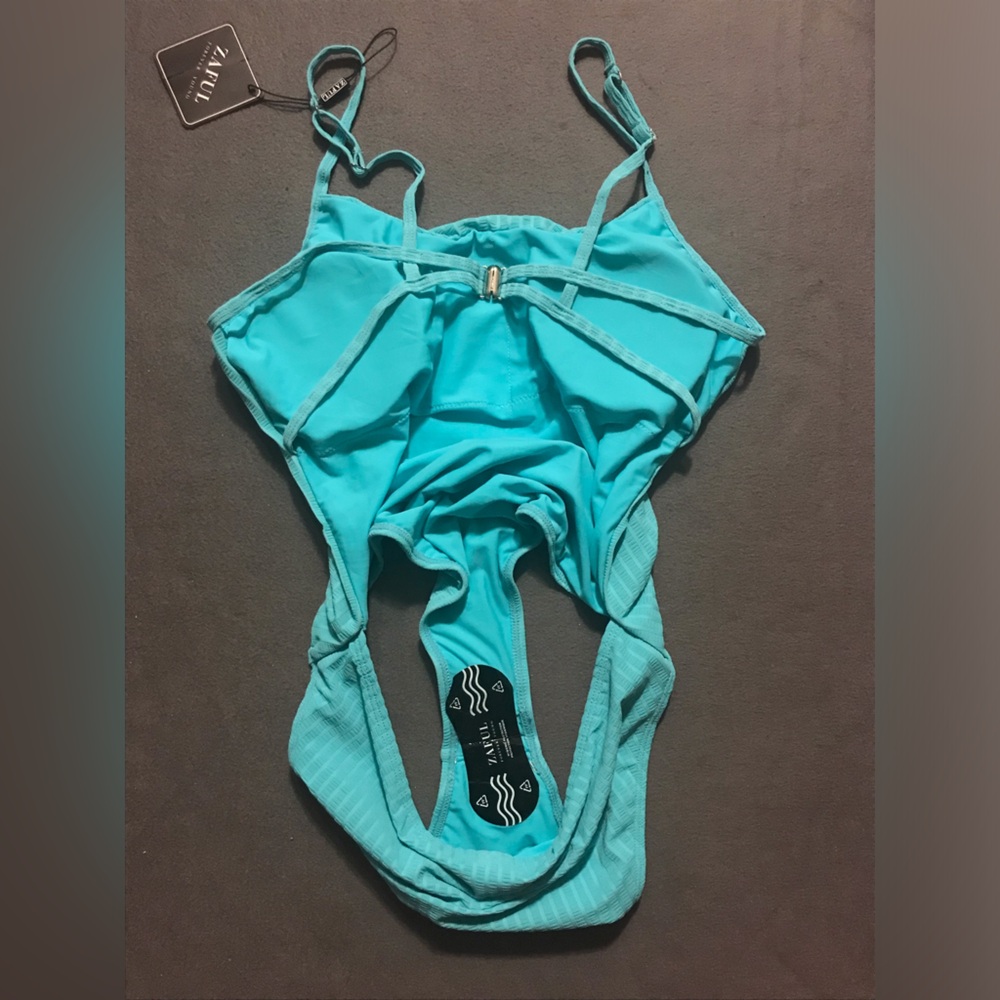 NWT Zaful Ribbed Open Back Swimsuit - Picture 14 of 16
